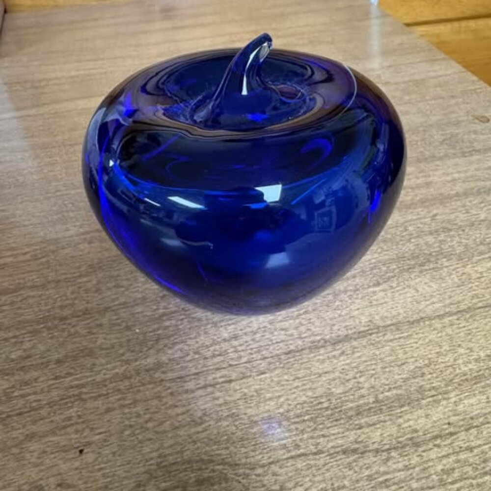 Purple glass apple paperweight/ decoration